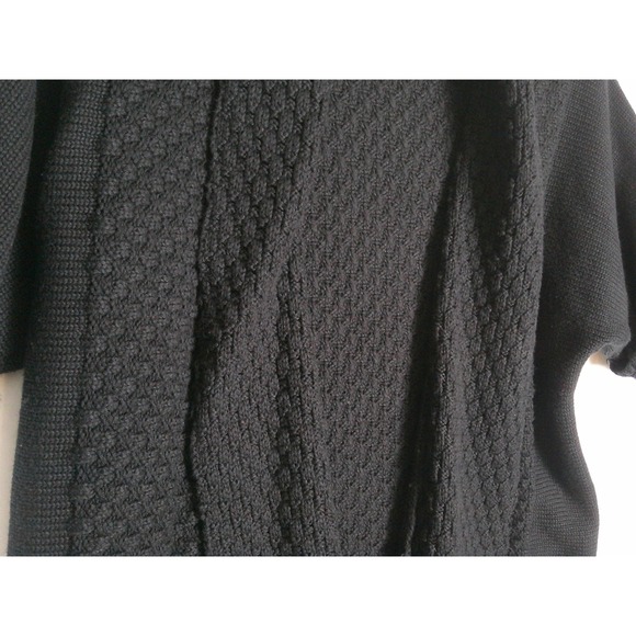 Ruby Rd Black Textured Knit Short Sleeve Open Front Cardigan Sweater Top L - Picture 2 of 4